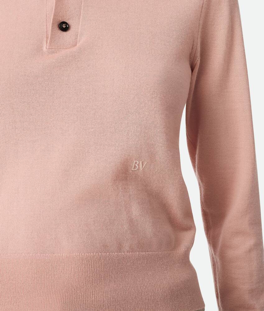 Shop Bottega Veneta Light Fine Cashmere Polo In Nude