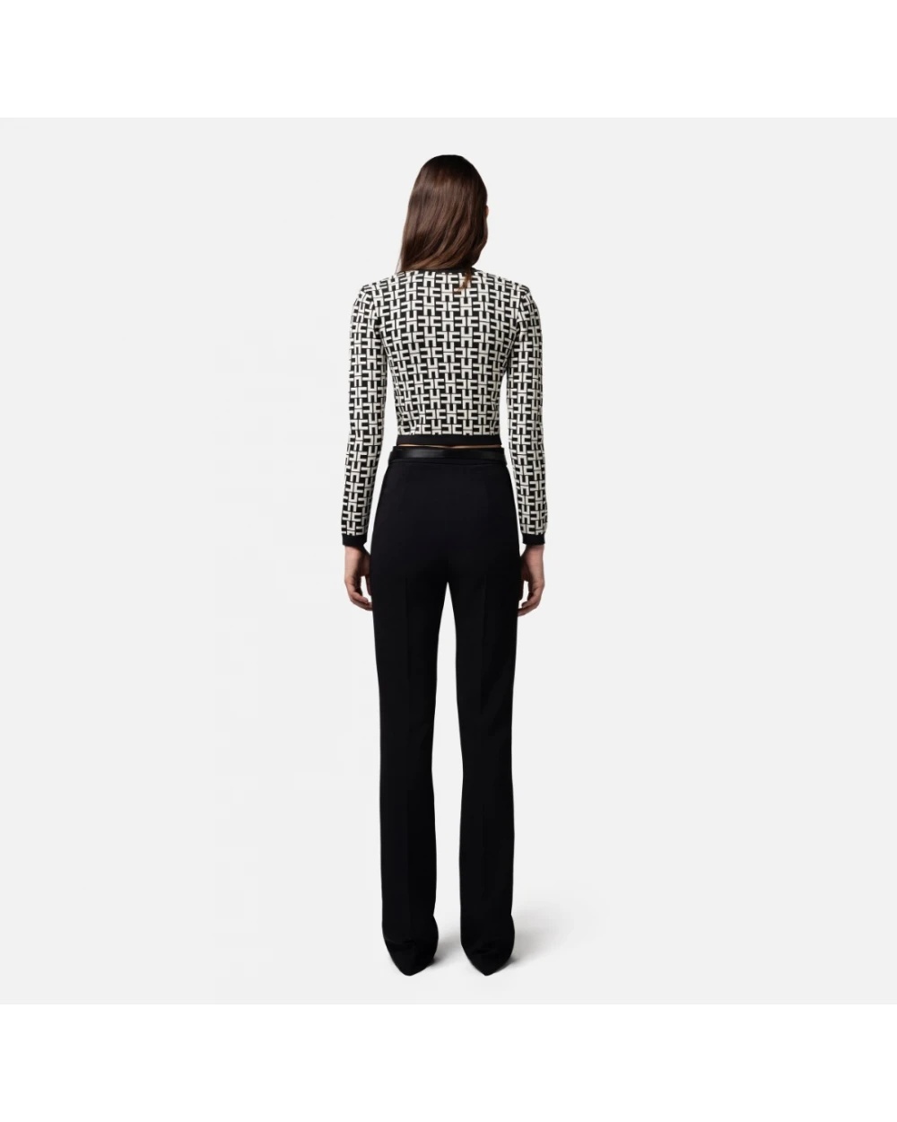 Shop Elisabetta Franchi Monogram-jacquard Zipped Cardigan In Black