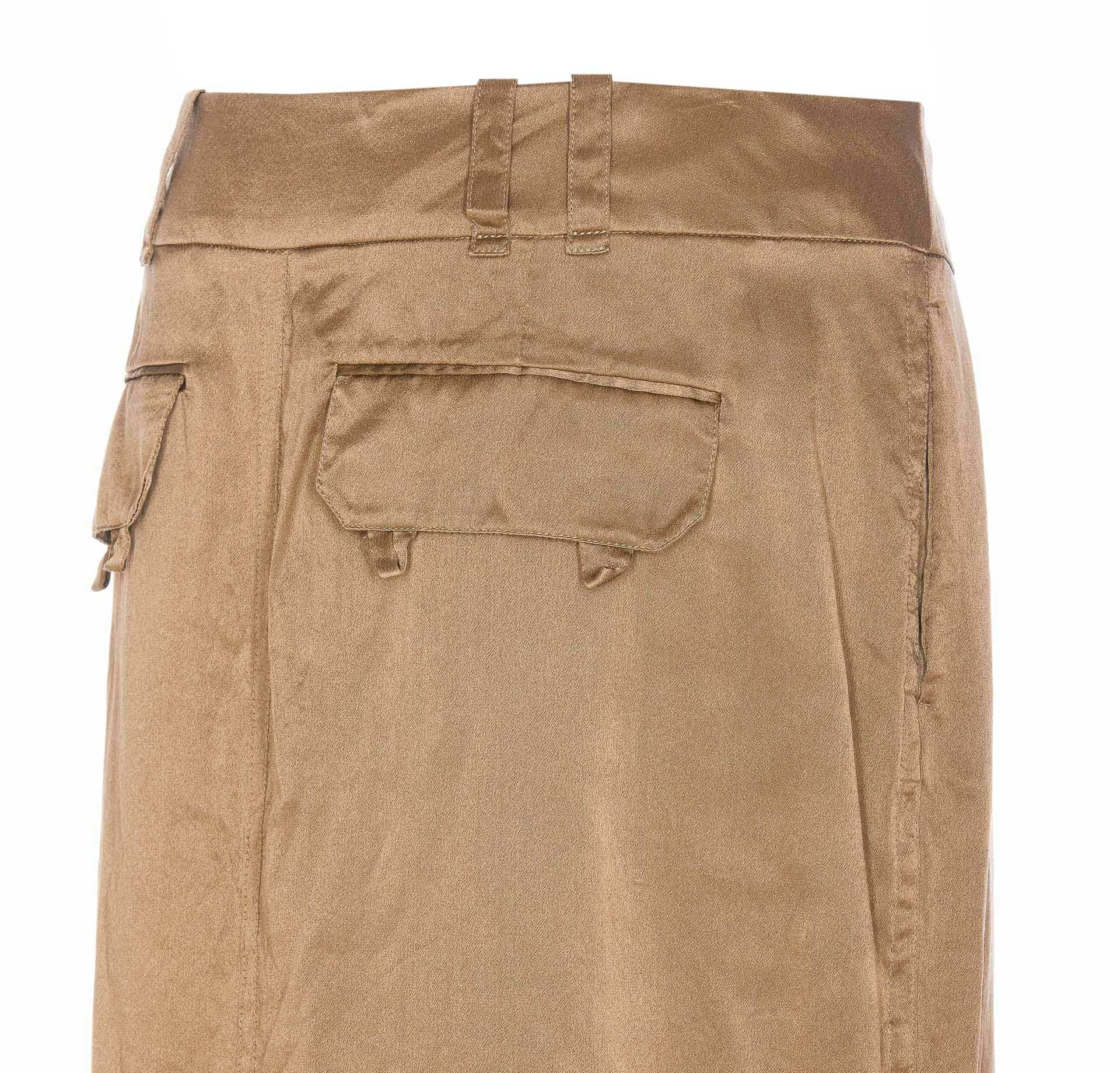 Saint Laurent Flared High-waisted Skirt Back Pockets In Nude