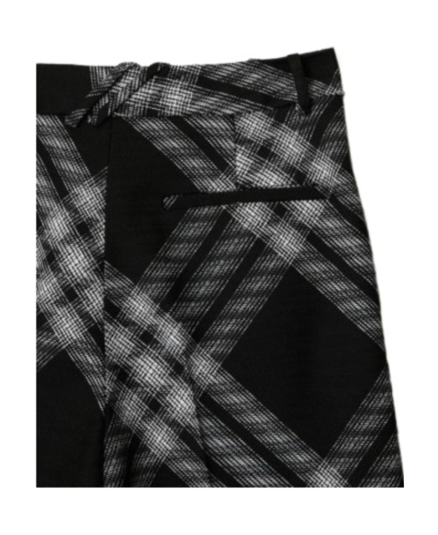 Burberry Pleated Checked Wool Straight-leg Pants In Black