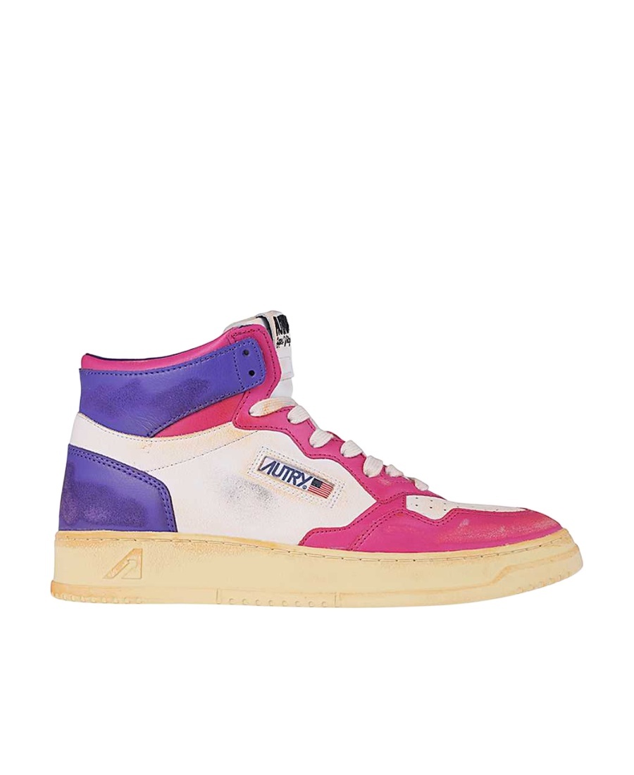 Autry Round Head High Upper Board Shoes In Pink