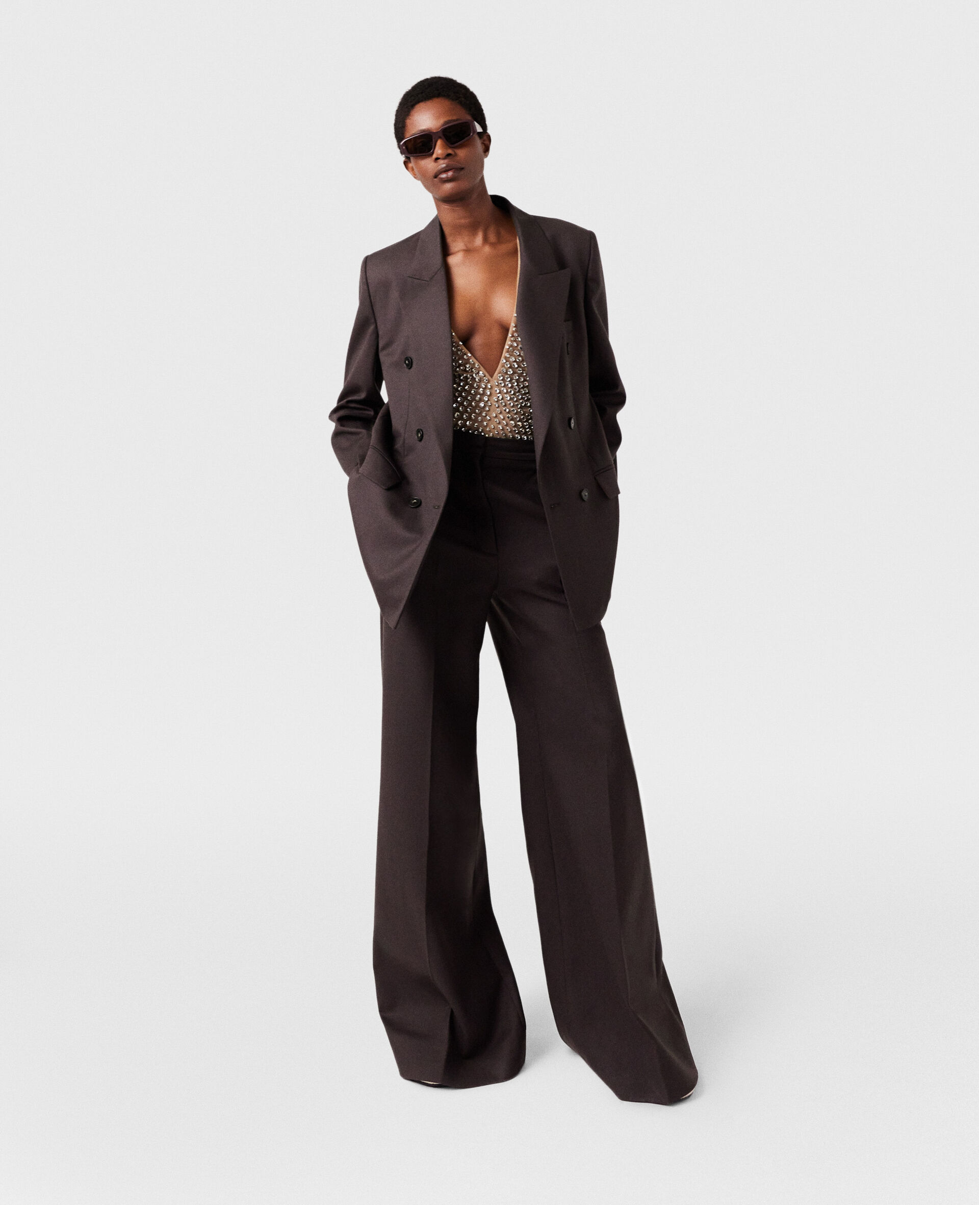 Stella Mccartney Double Breasted Wool Blazer In Black