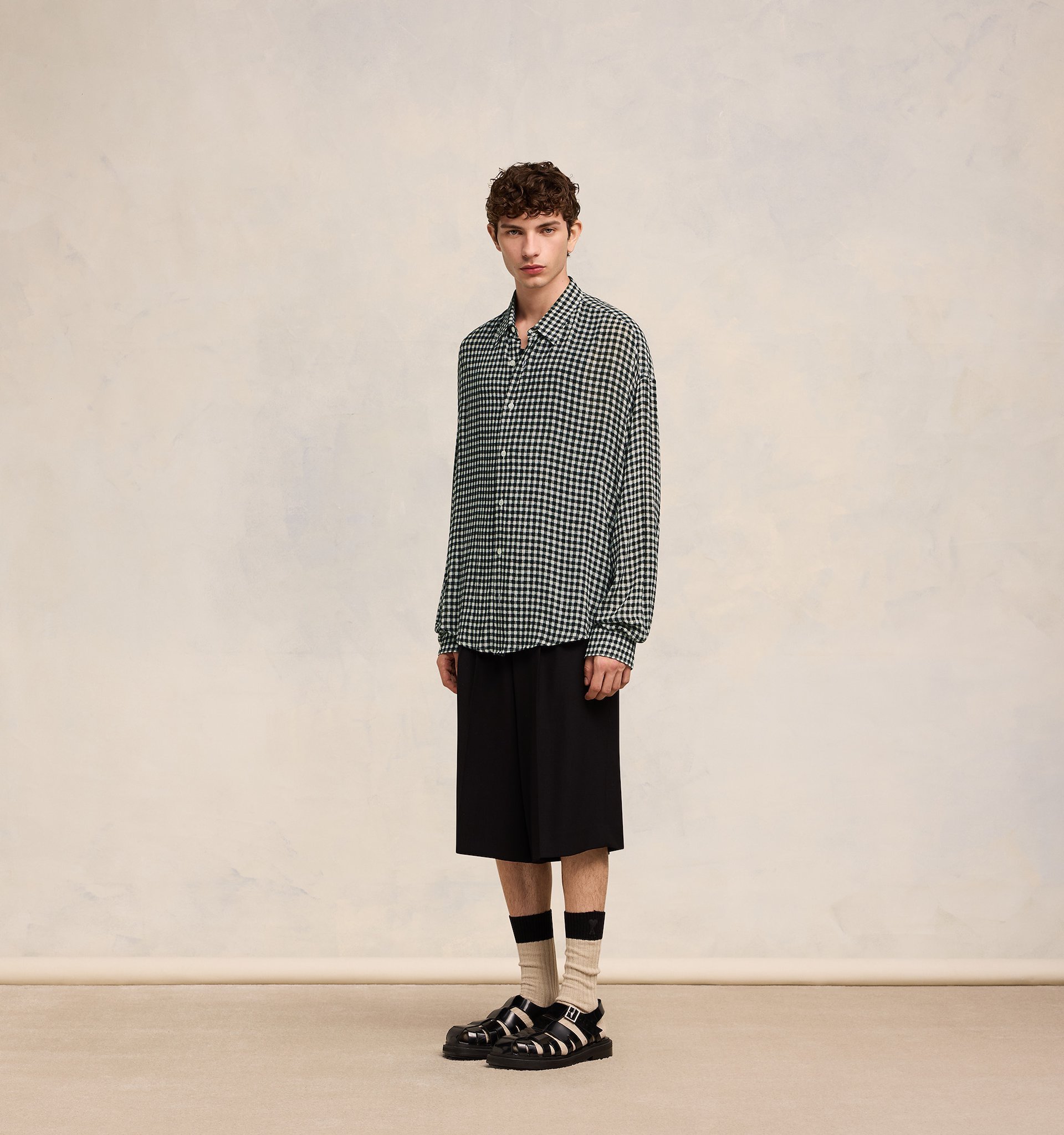 Ami Alexandre Mattiussi Ami Vichy Motif Buttoned Shirt In Gray