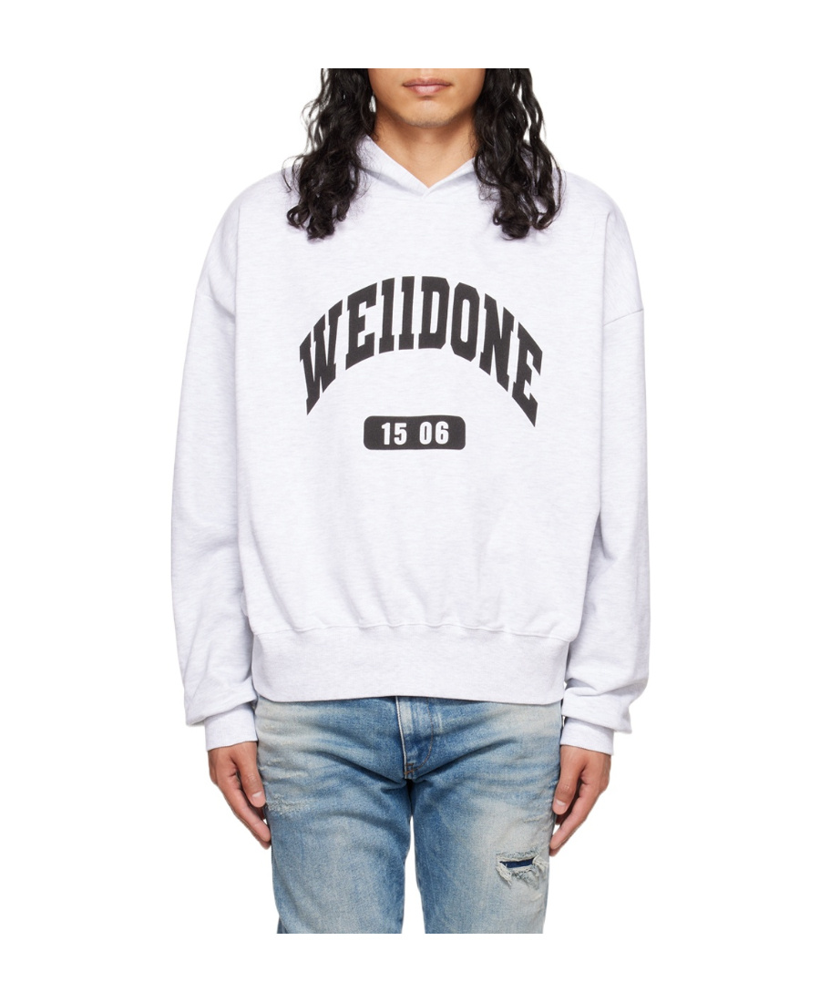 We11 Done Logo-print Cotton Hoodie In White
