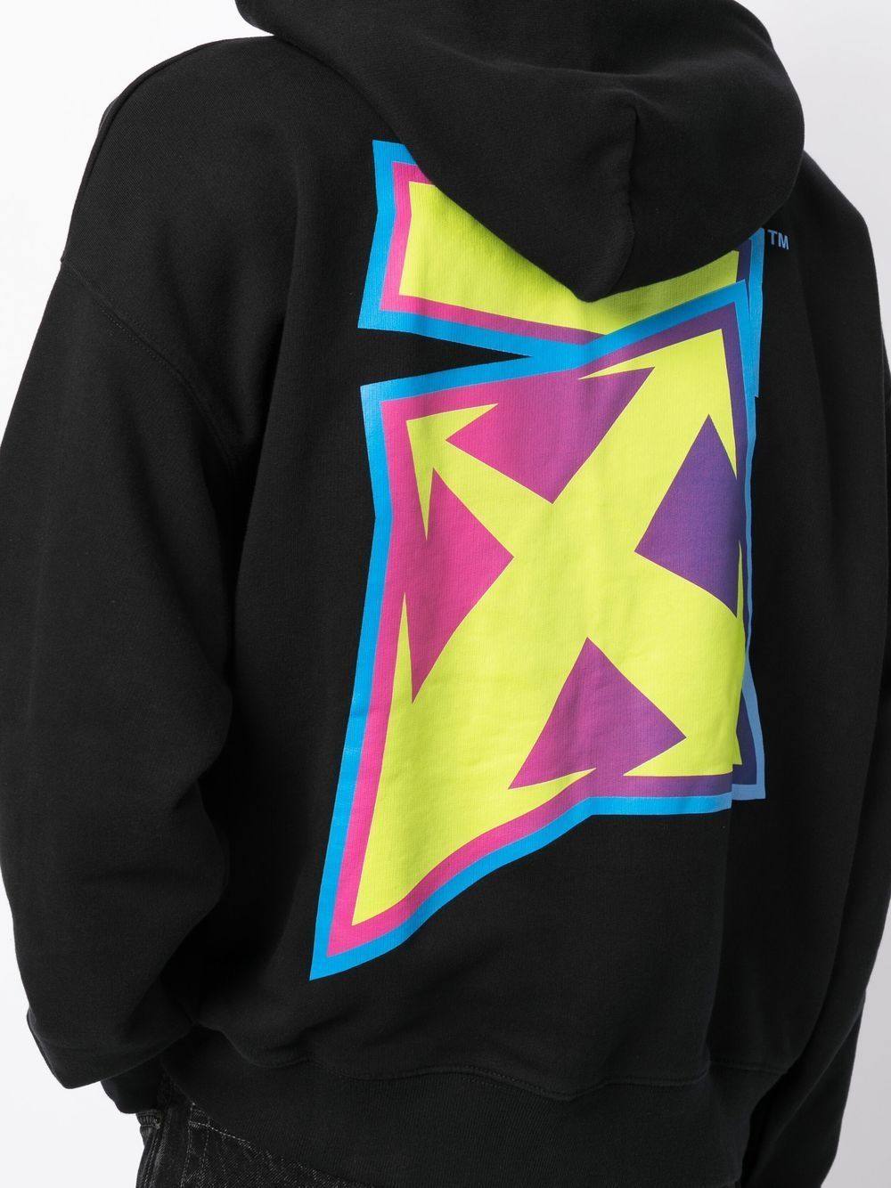 Off-white Logo Printed Drawstring Hoodie In Black