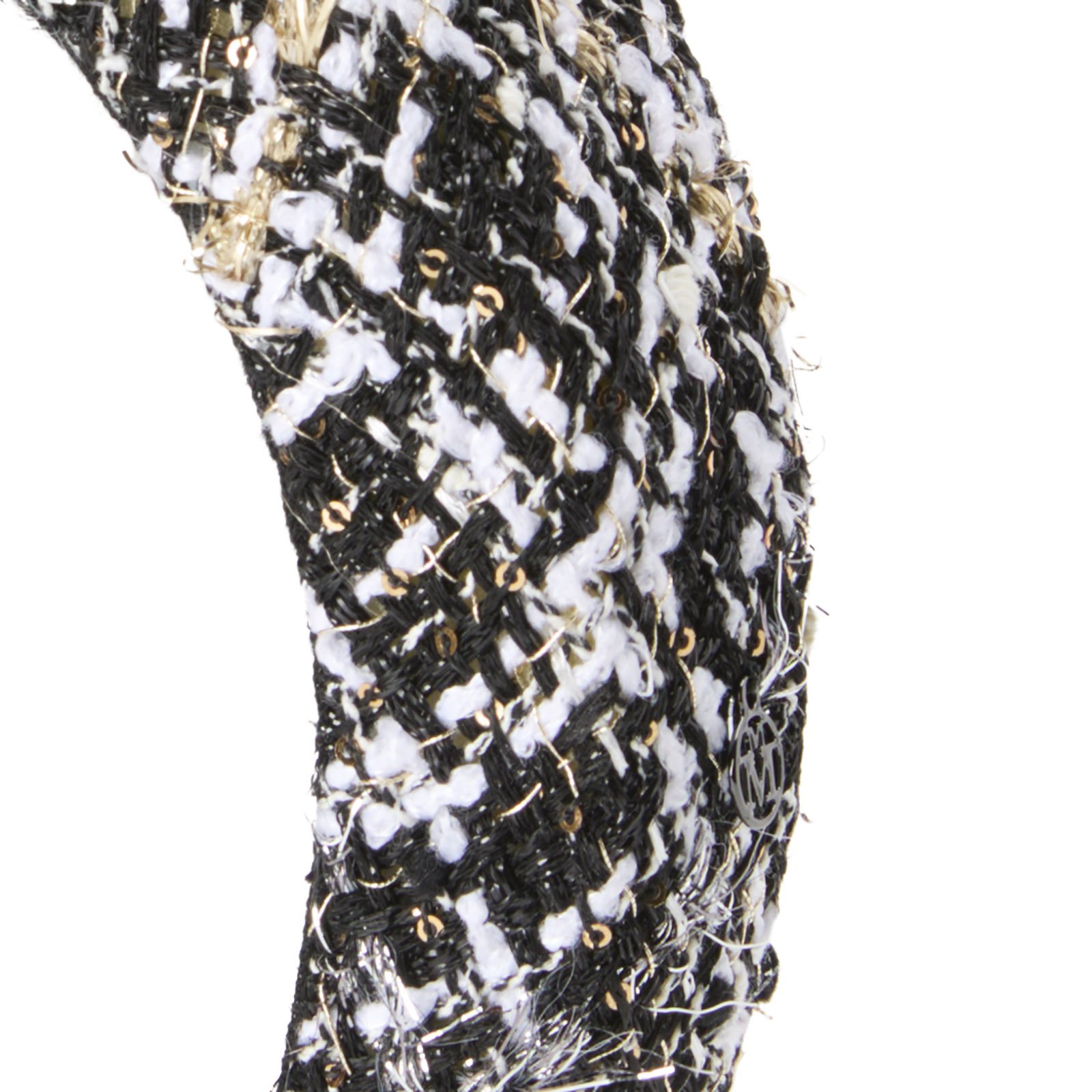 Maison Michel Textured Tweed Headband With Metallic Accents In Gray