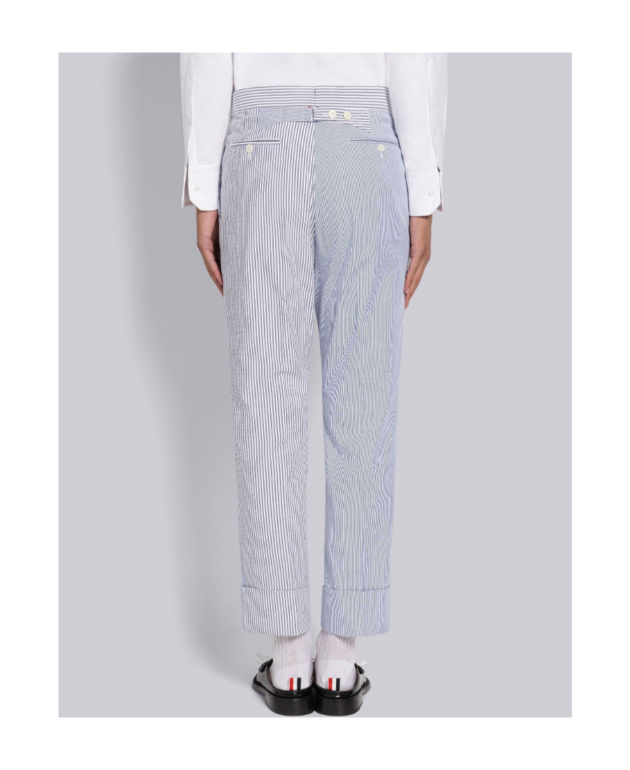 Thom Browne Seersucker Trousers In Gray
