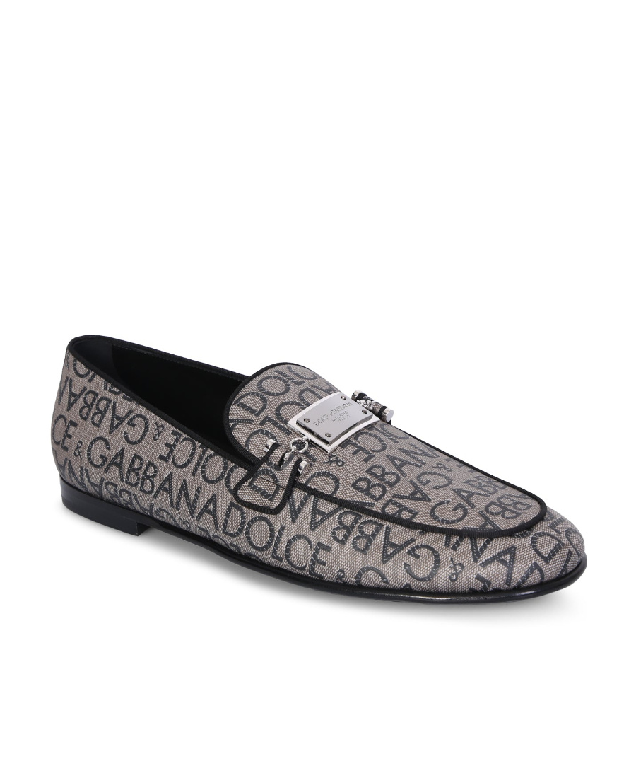 Dolce & Gabbana Logo-plaque Jacquard Loafers In Black