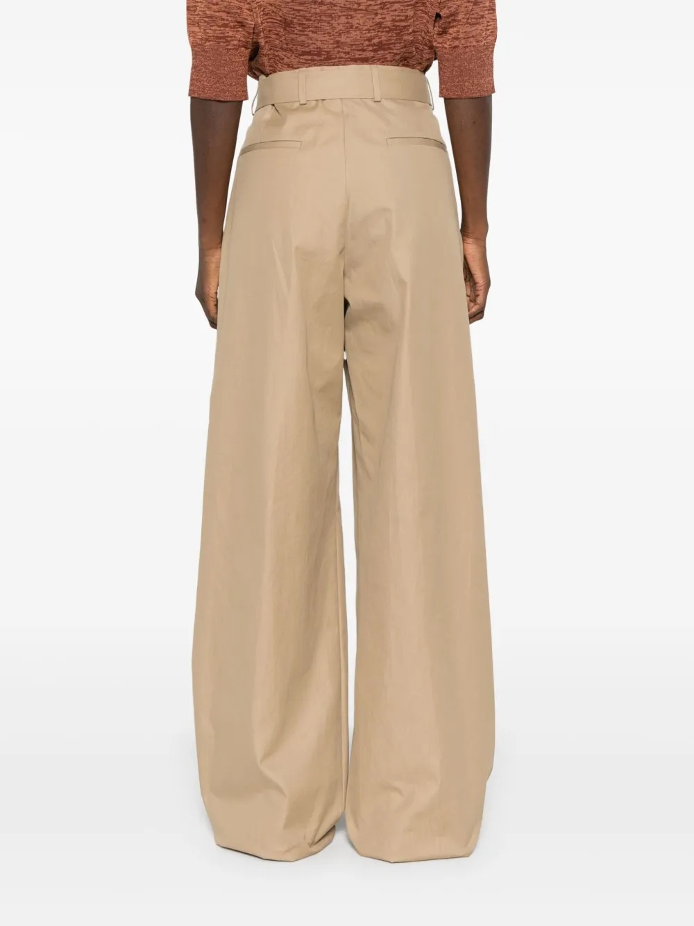 Dries Van Noten Wide-leg High Waist Trousers With Pleats And Pockets In Beige