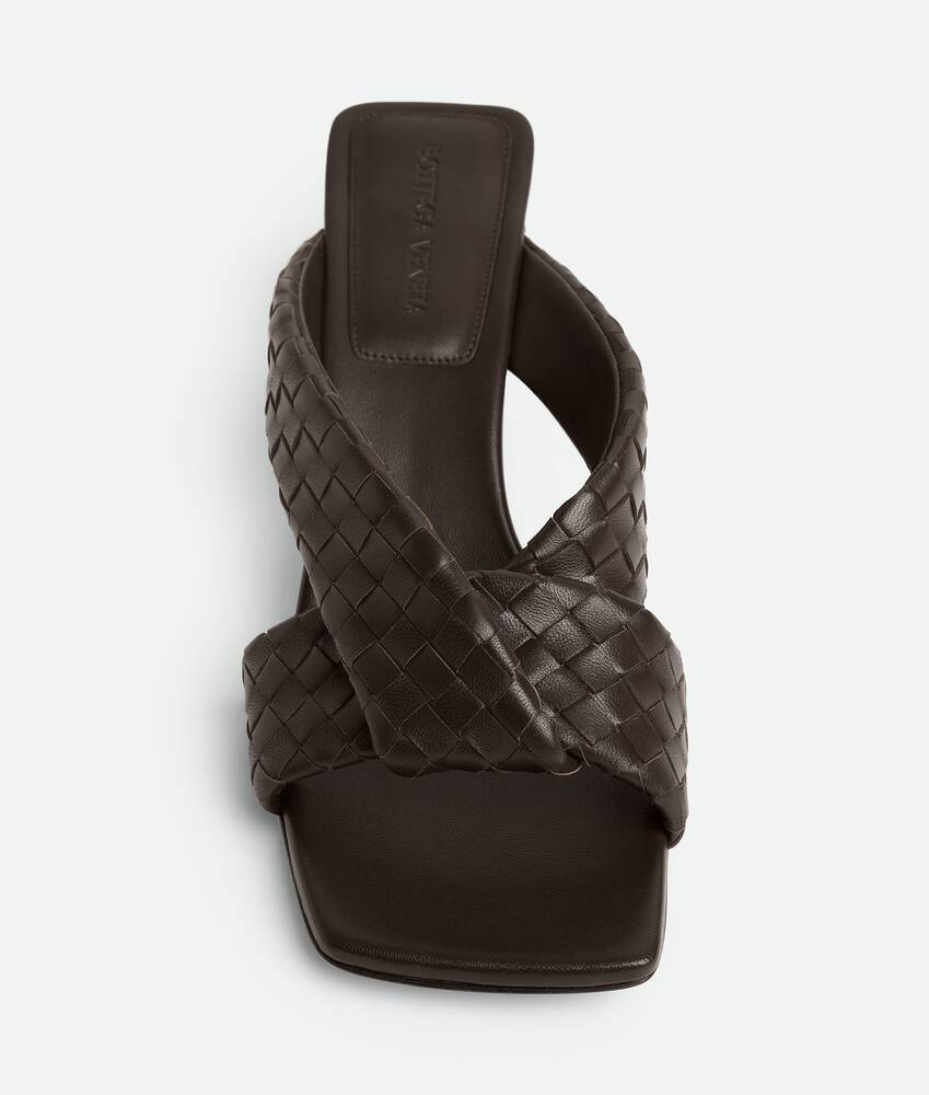 Bottega Veneta Riva Micro Woven Nappa Leather Kitten-heel Sandals In Burgundy