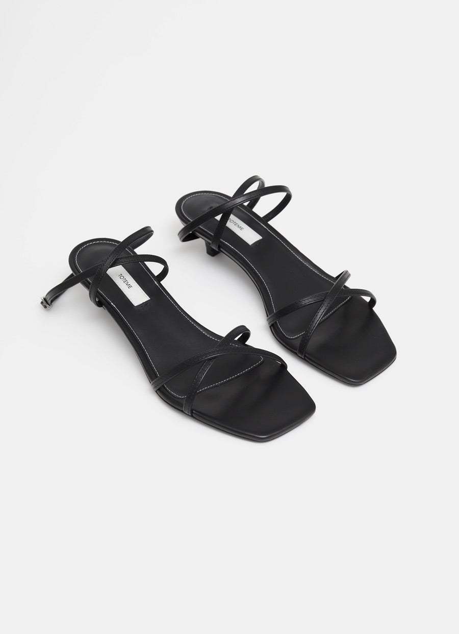 Totême Leather Crossover Heeled Sandals 35 In Black