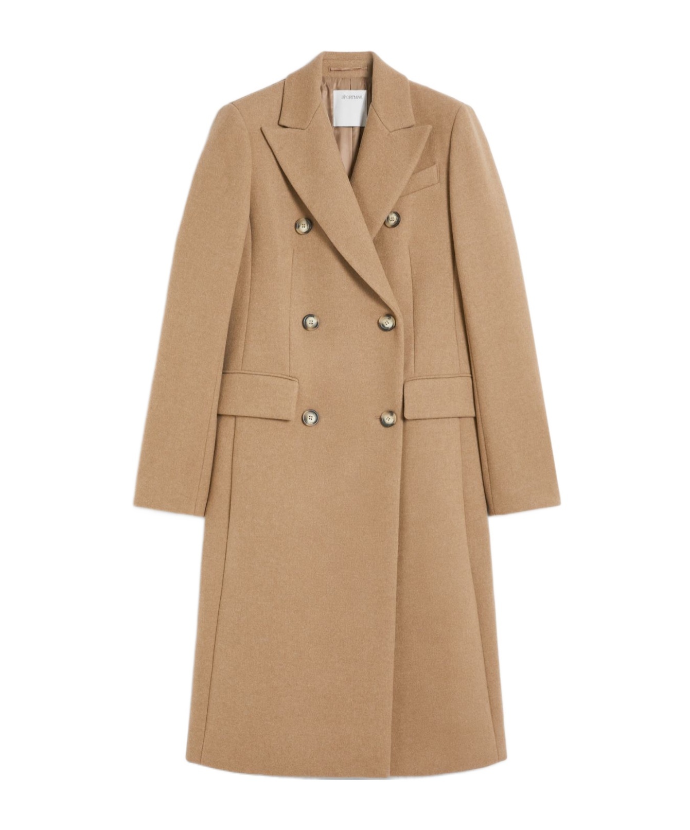 Sportmax Double-breasted Wool Cashmere Coat In Nude