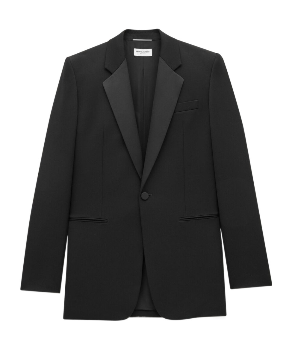 Saint Laurent Classic Long-sleeve Tuxedo Blazer In Black