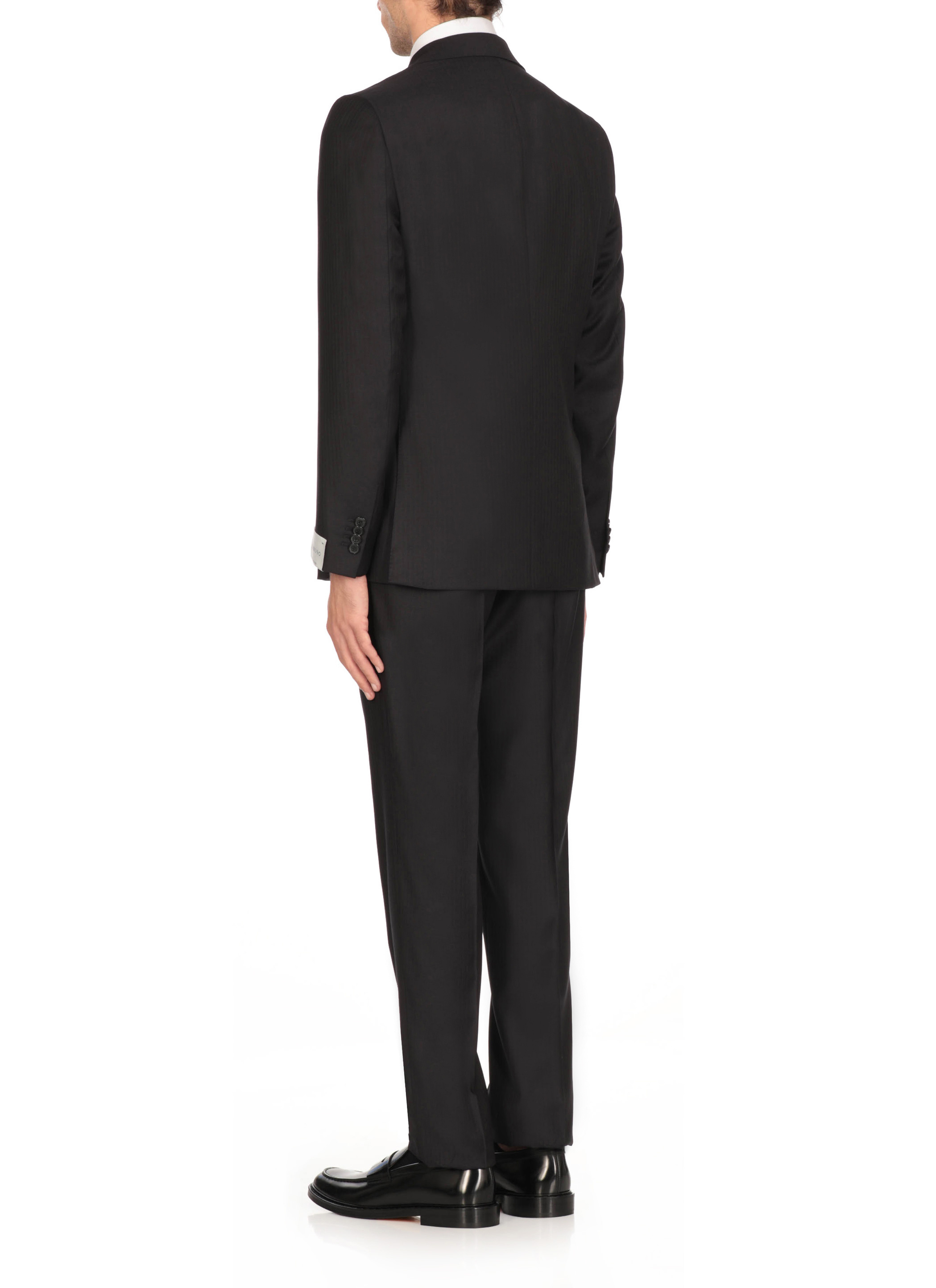Caruso Wool Single-breasted Suit In Black