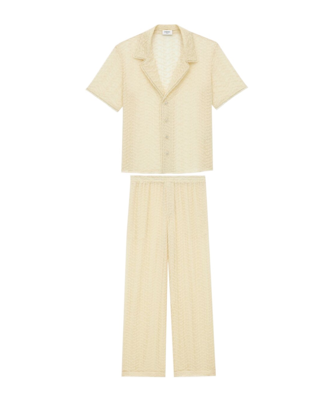 Saint Laurent Broderie Anglaise Pajama Set In Muslin In Neutral