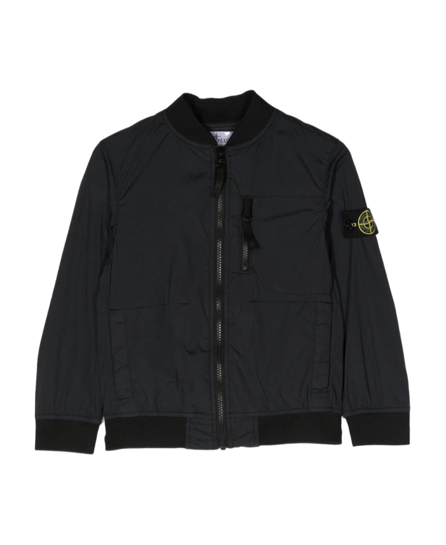 Stone Island Logo-patch Zip-up Bomber Jacket In Black