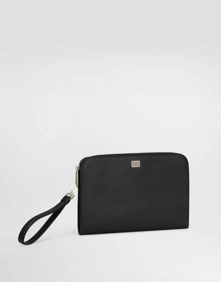 Dolce & Gabbana Black Clutch With Removable Wrist Strap And Logo Plaque On The Front In Black