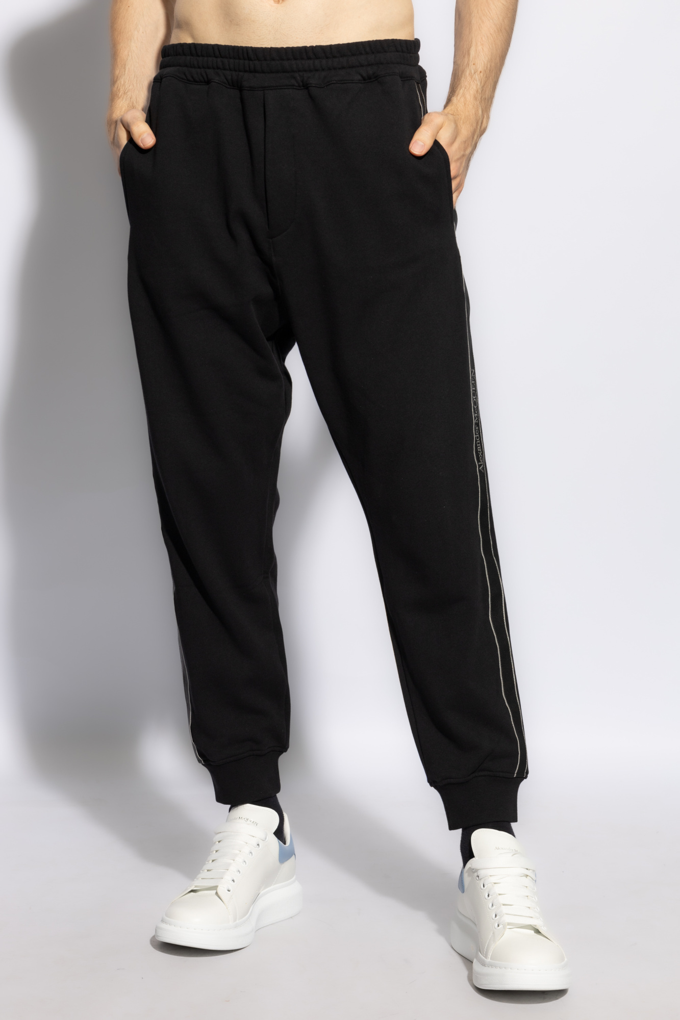 ALEXANDER MCQUEEN LOGO-STRIPE TAPERED TRACK PANTS