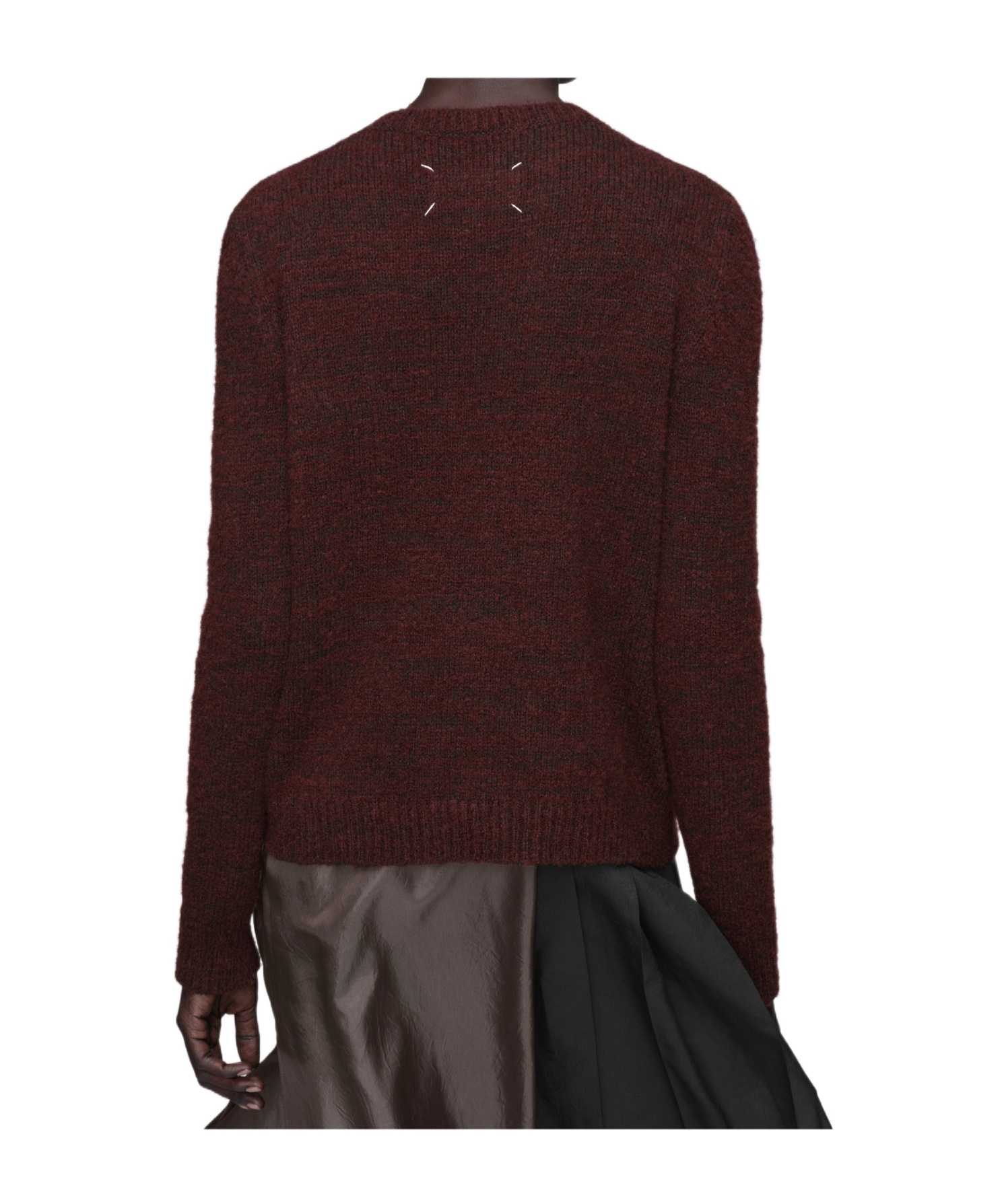 Maison Margiela Dropped Shoulder Burgundy Wool Sweater With Ribbed Details In Brown
