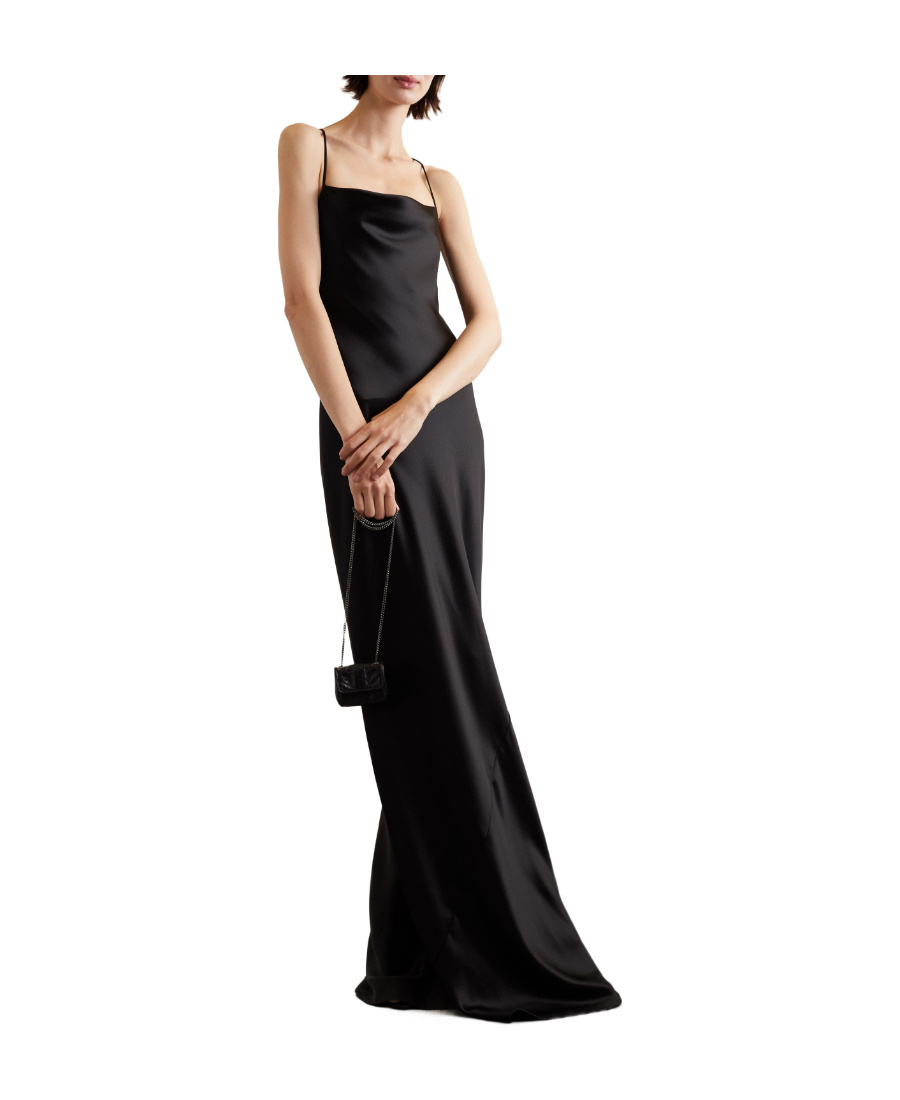Saint Laurent Silk-satin Gown In Black