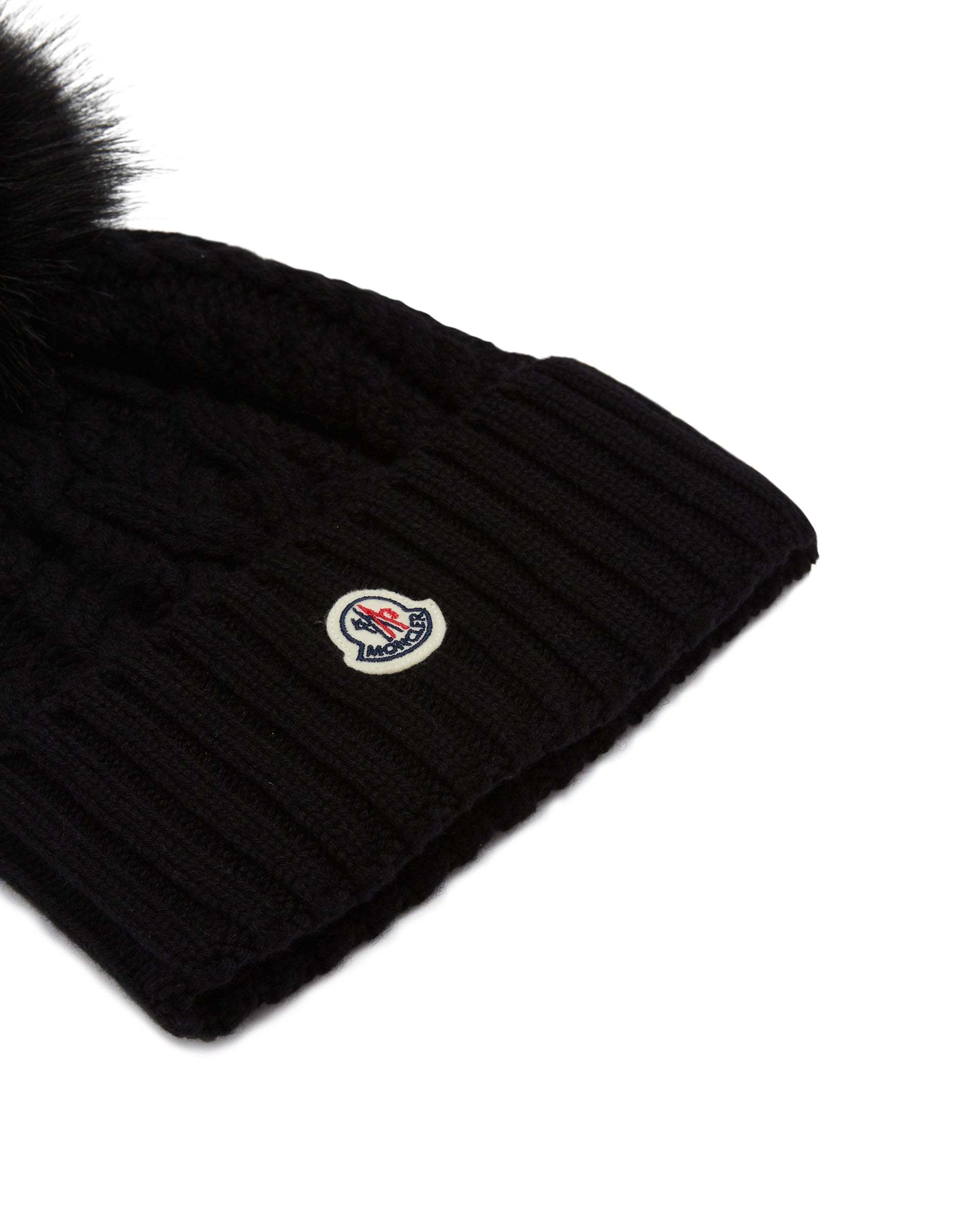 MONCLER HATAMONCLER POM POM EMBELLISHED KNITTED BEANIE