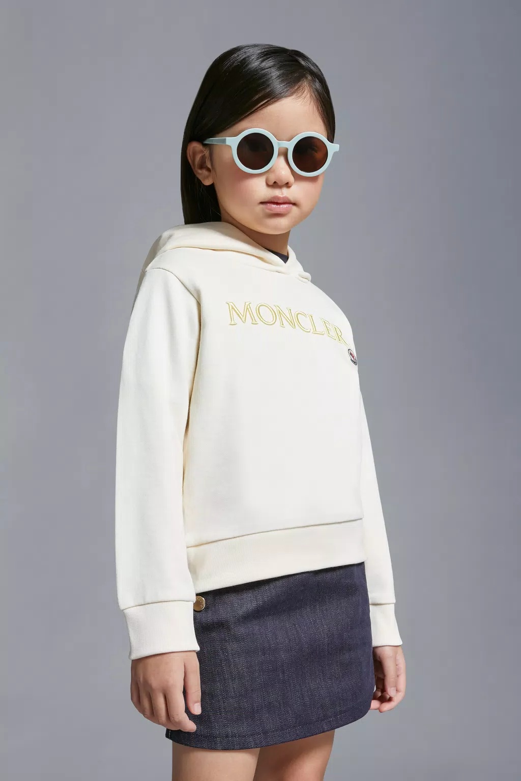 Moncler Embroidered-logo Cotton Hoodie In Nude