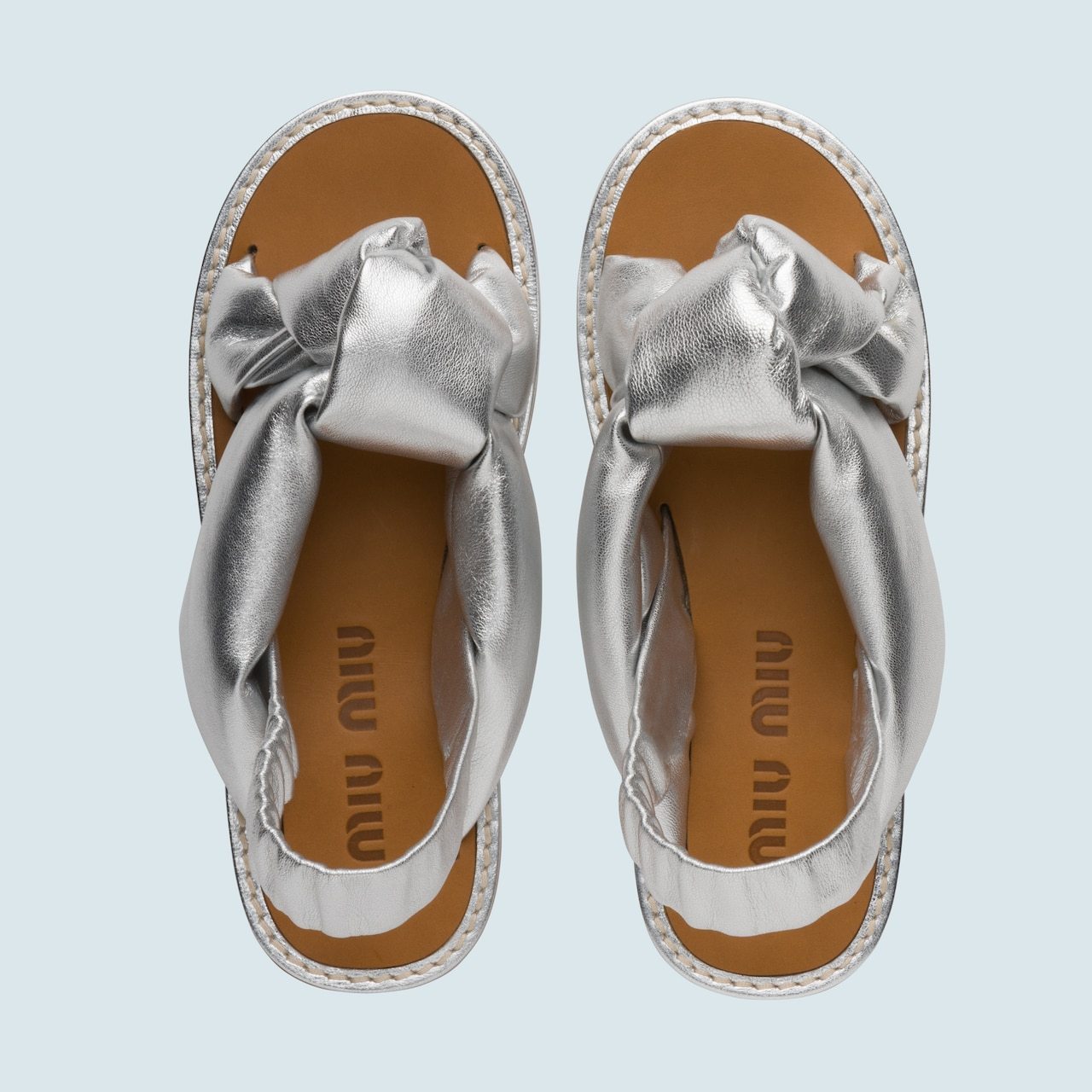 Miu Miu Bow-tie Sandals In Gray