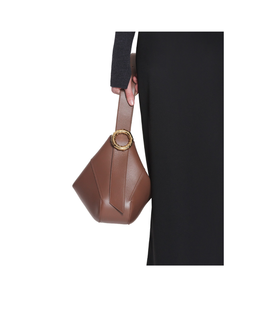 Shop Lanvin Melodie Leather Shoulder Bag In Brown