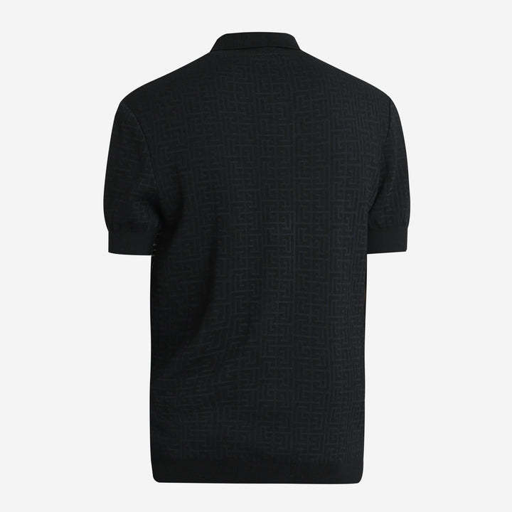 Balmain Monogram Pattern Polo With Classic Collar