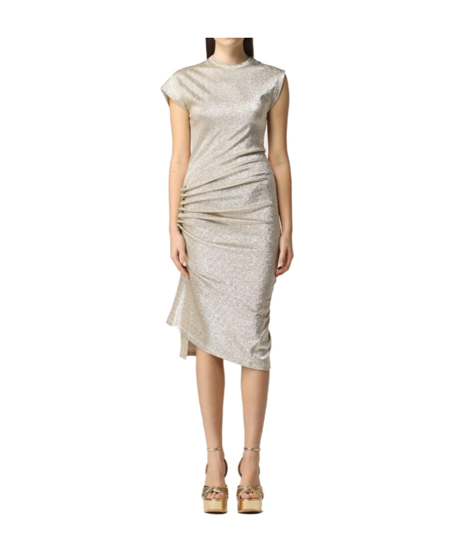 Rabanne Side Gathered-detail Midi Dress In White