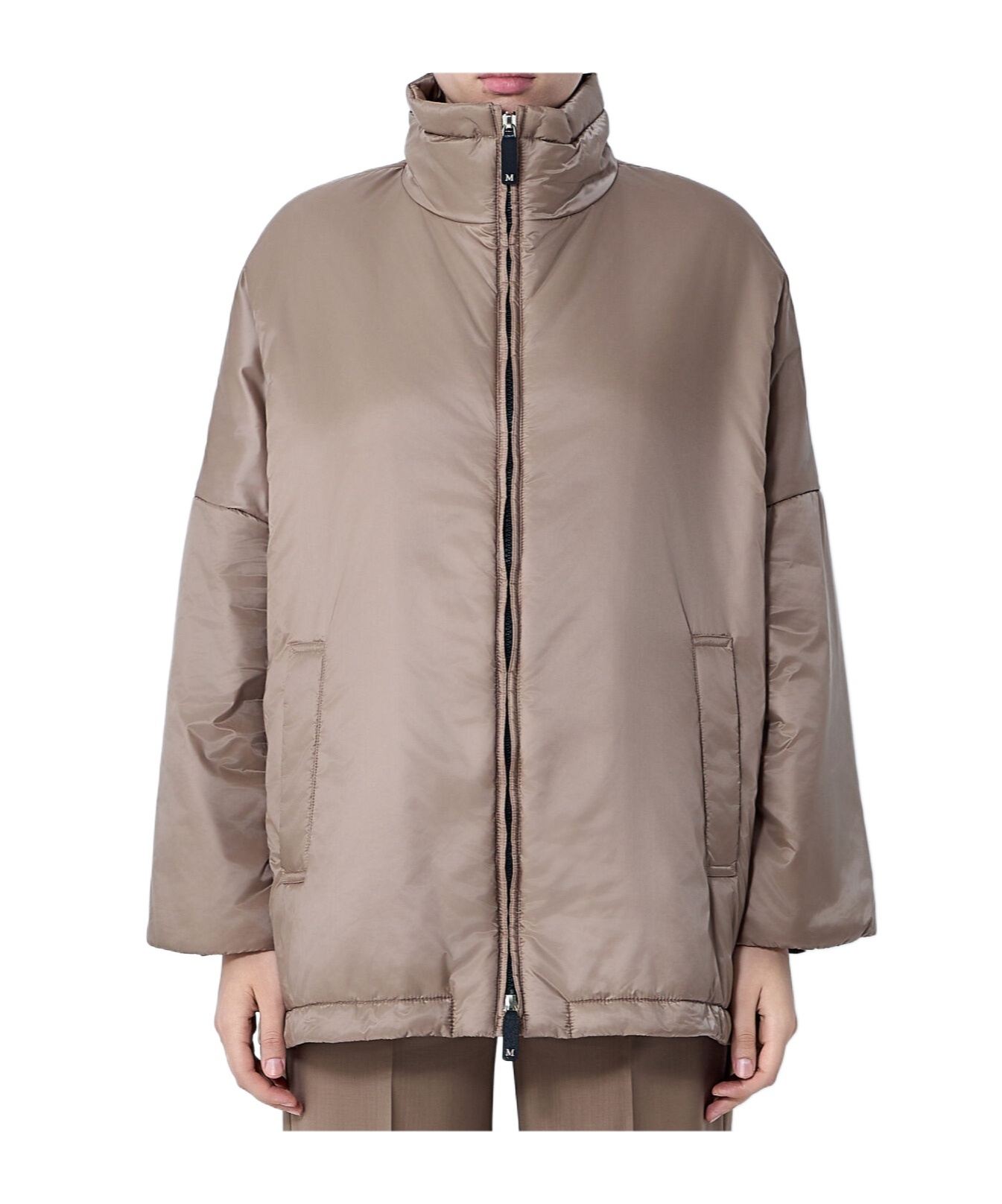 Max Mara Stand Collar Long Sleeve Casual Jacket In Neutral