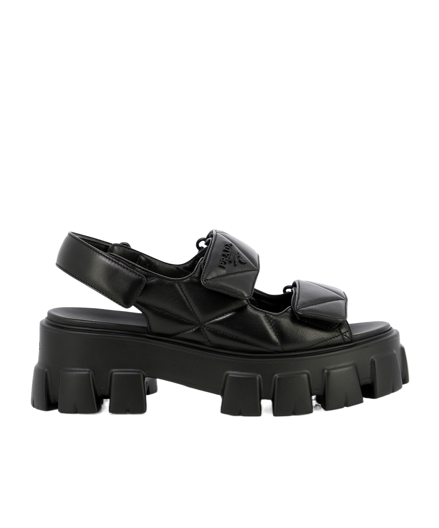 Prada Round-headed High-heeled Sandals In Black