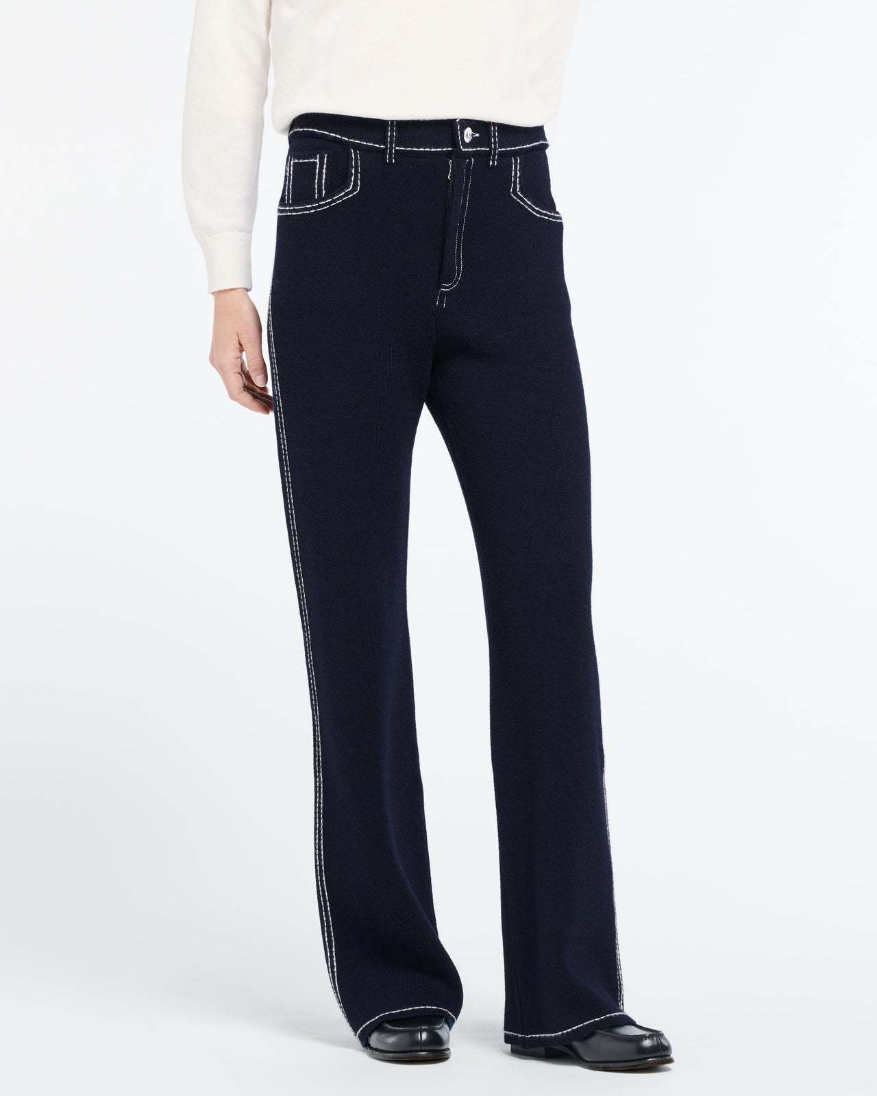 Barrie High-rise Wide-leg Trousers In Blue