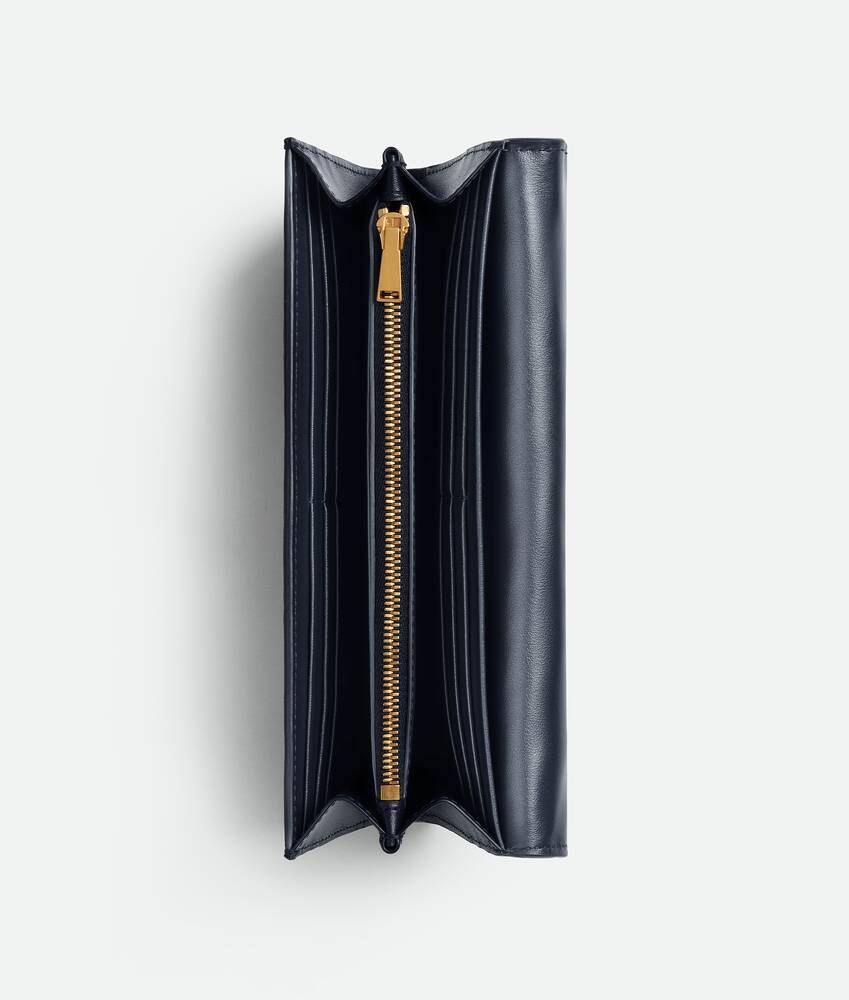 Bottega Veneta Intrecciato Large Flap Wallet In Black