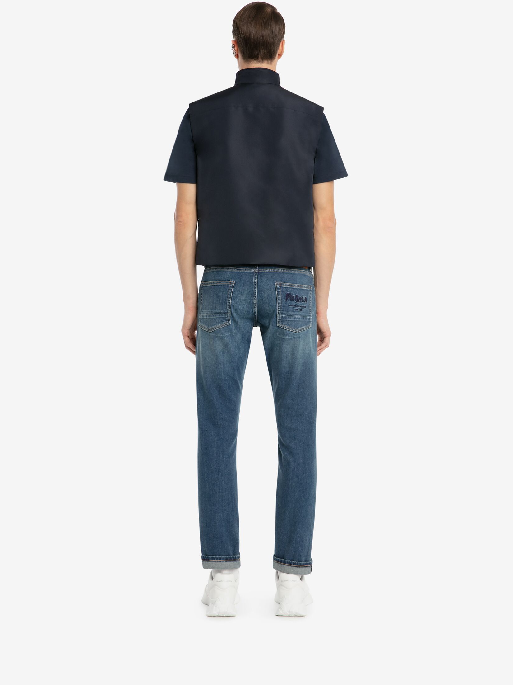 Alexander Mcqueen Embroidered-logo Detail Jeans In Blue