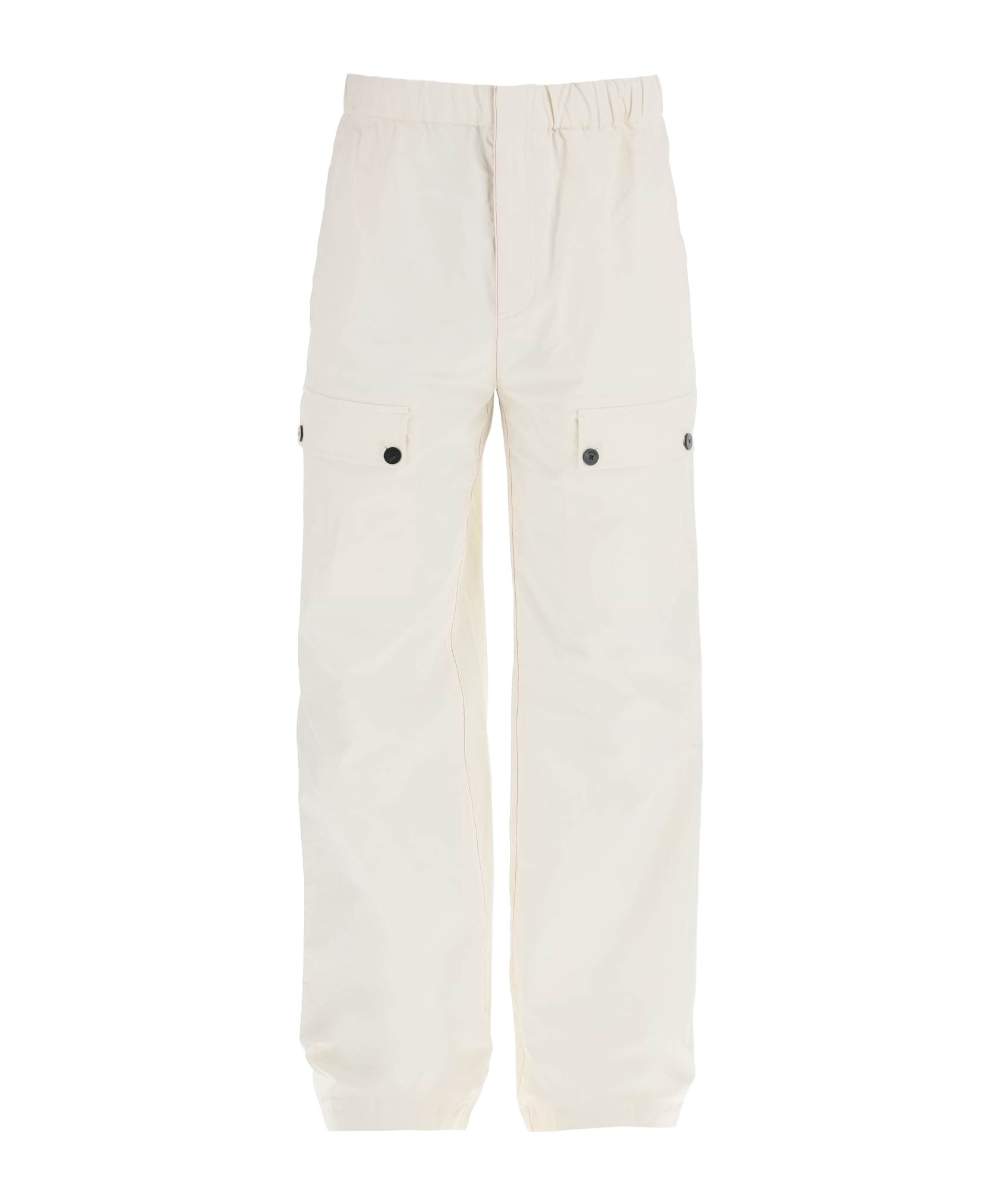 Ferragamo Coated Linen Cargo Pants With Elastic Waistband In White