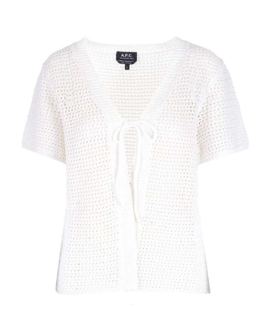 Apc Short-sleeve Tie-front Cardigan In White