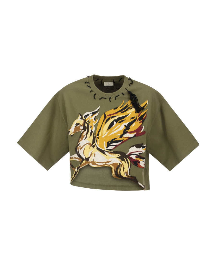 Etro Pegaso-patch T-shirt In Green