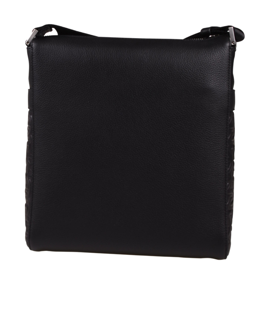 Ferragamo Gancini Pattern Leather Crossbody Bag In Black