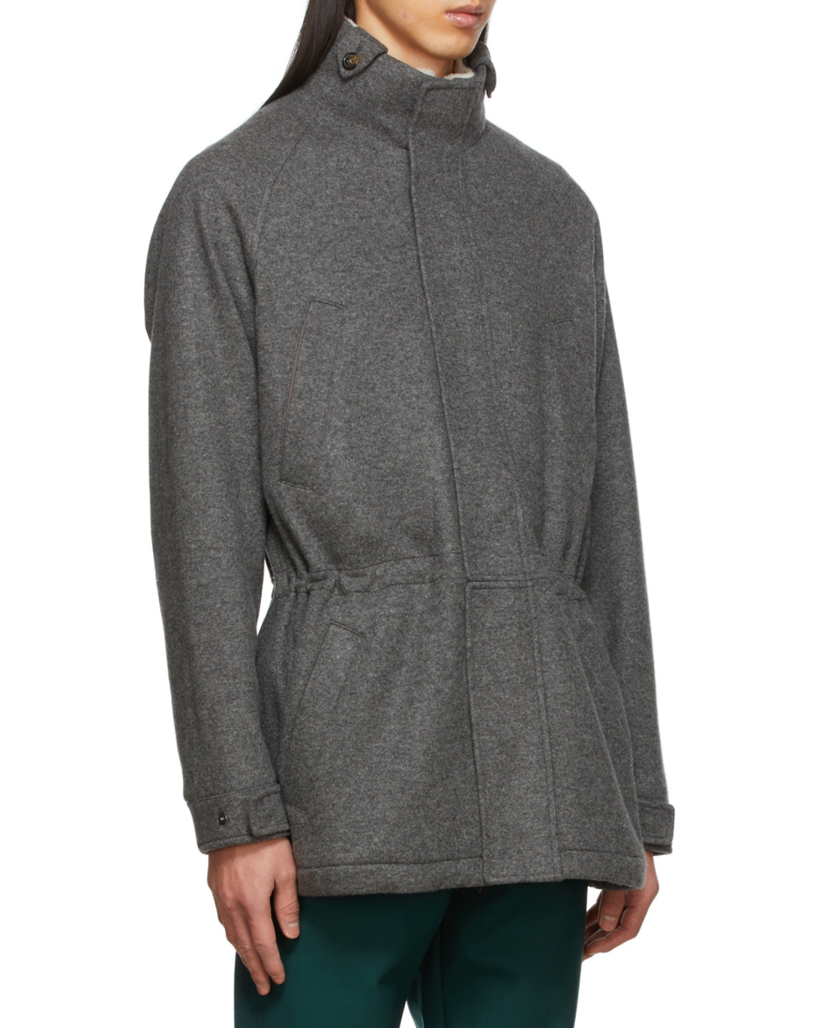 Loro Piana Elastic Waist And Standing Collar Casual Jacket In Black