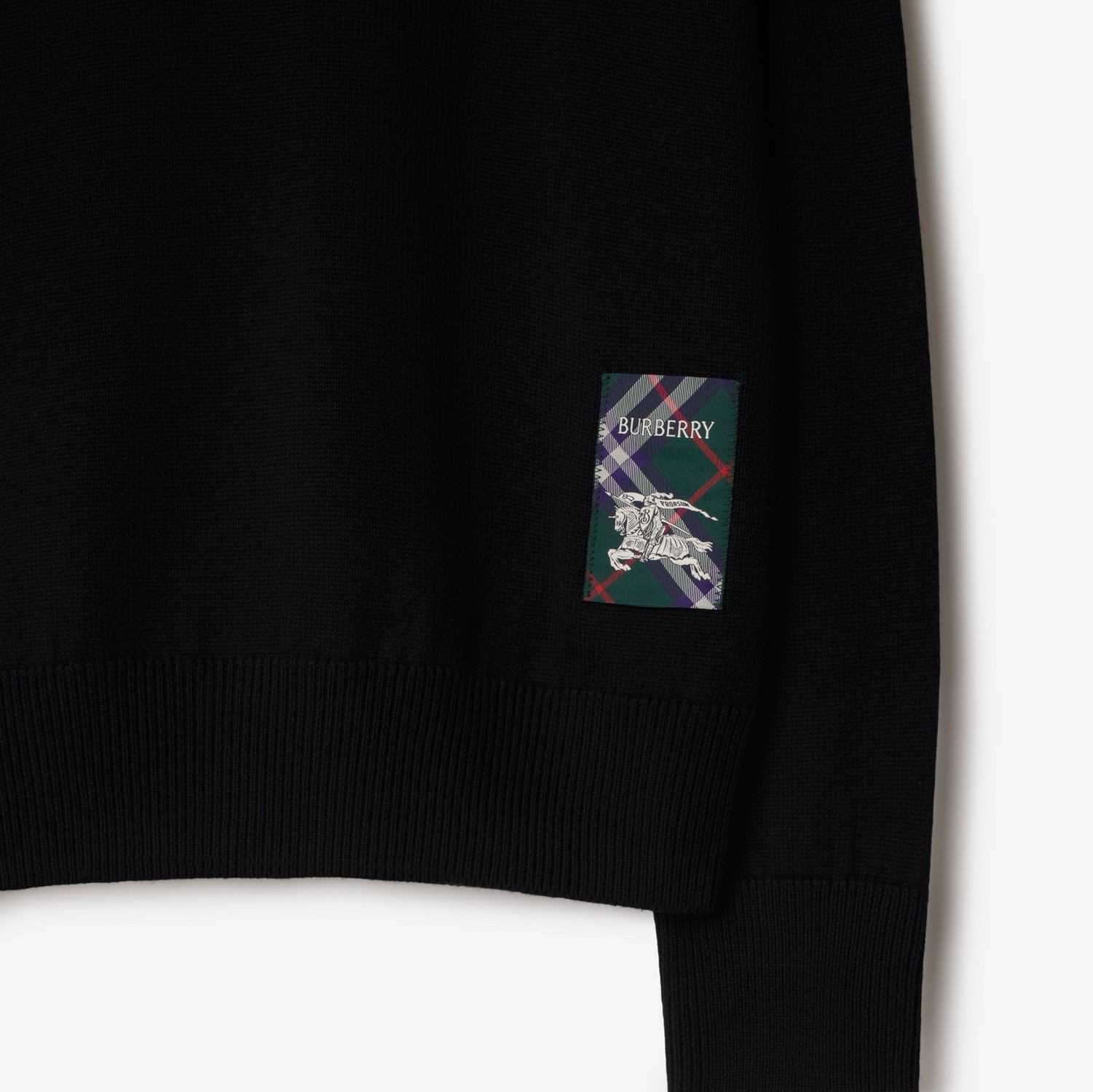Burberry Check Label Wool Sweater In Black