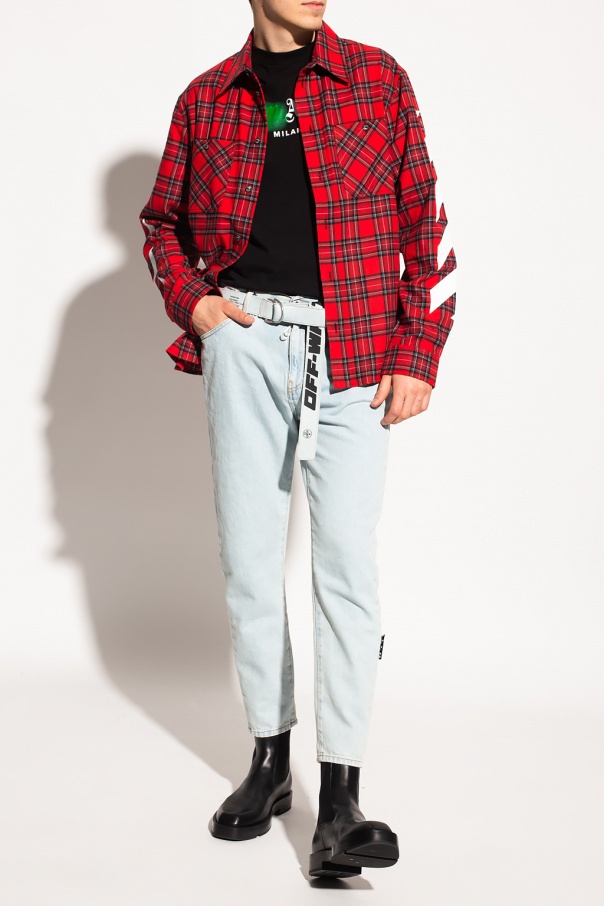Off-white Diag Checked Flannel Shirt In Red