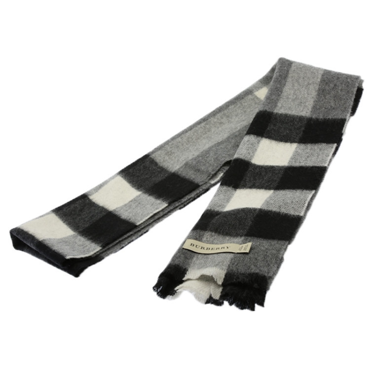 Burberry Logo Checked Scarf In Gray