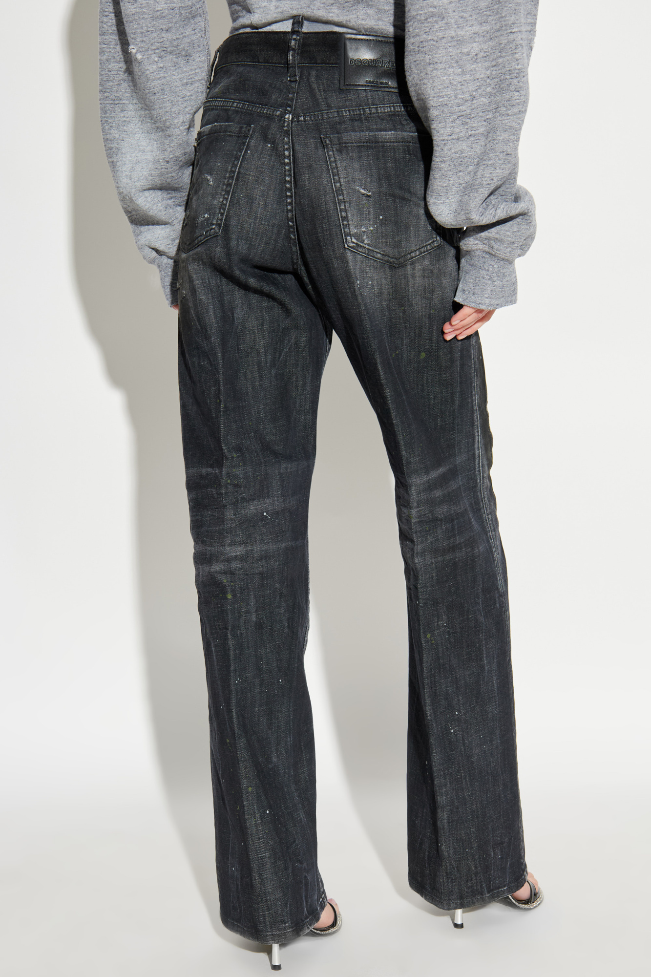 Dsquared2 Paint-splatter Distressed Jeans In Black
