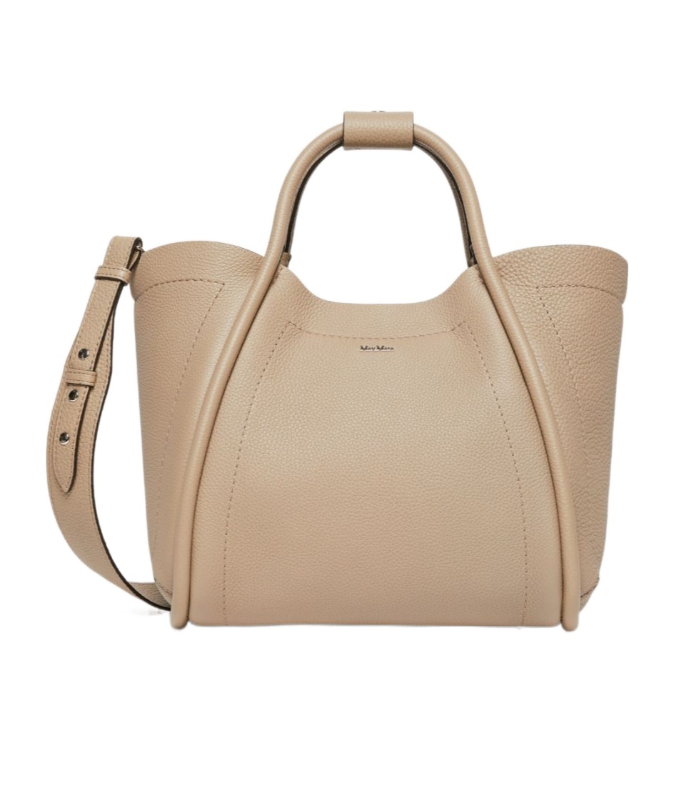 Max Mara Logo Plaque Top Handle Bag In Nude