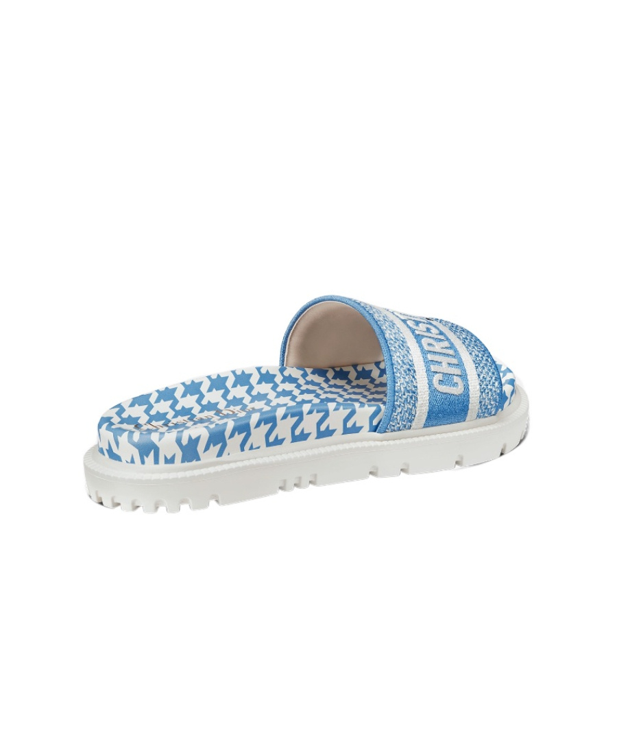 Dior Embroidered Pattern Flip-flops In White