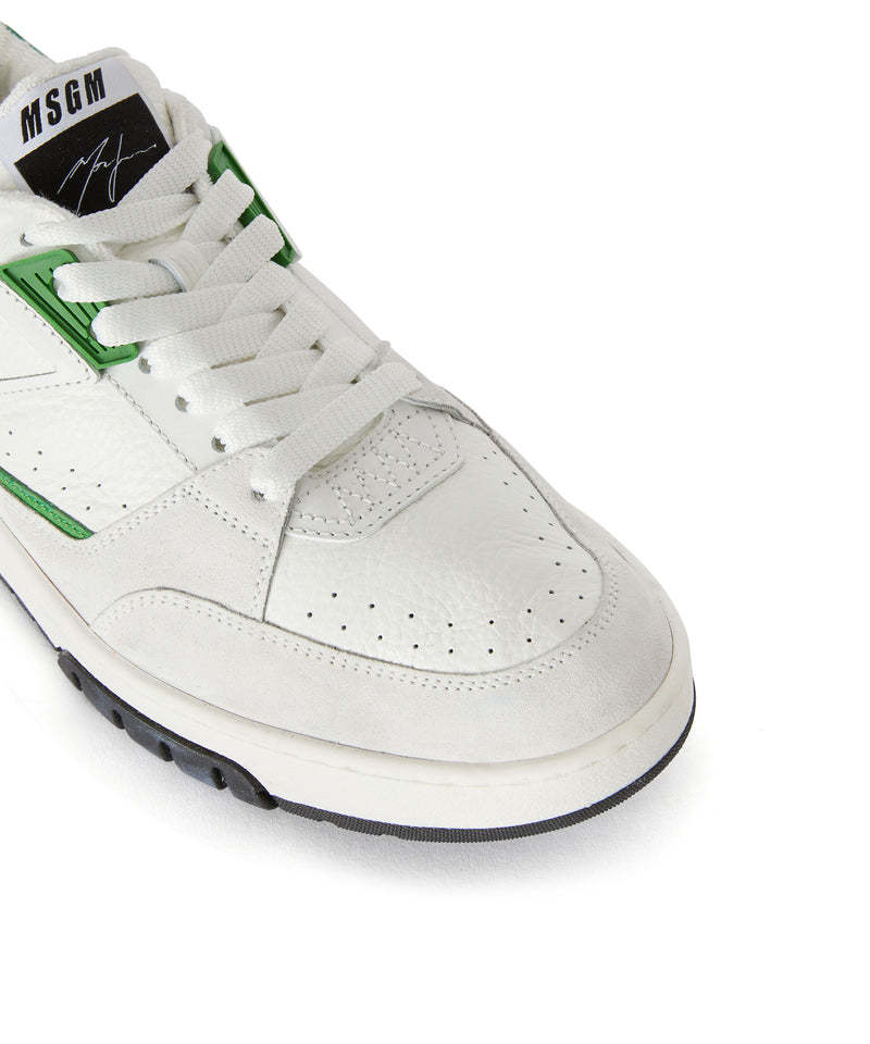 Msgm Panelled Leather Sneakers In White