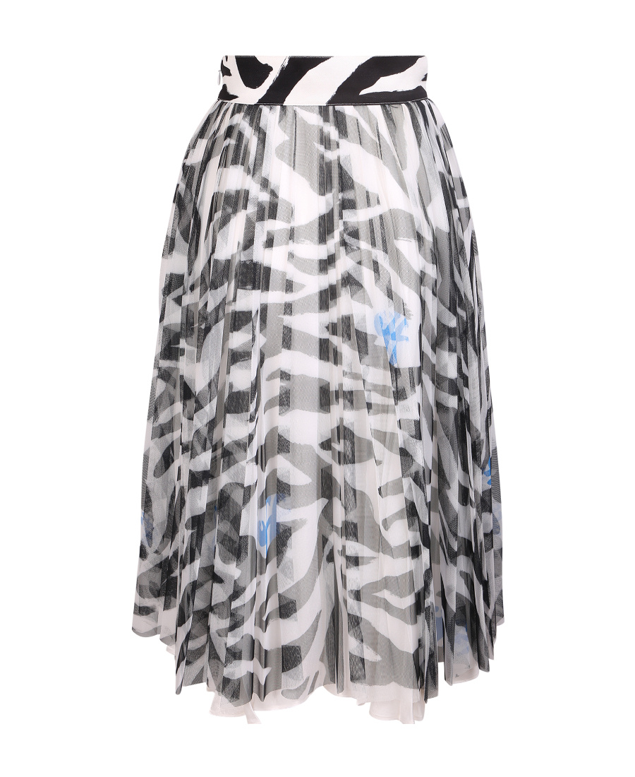 Off-white Zebra Pleated Midi Skirt In Gray