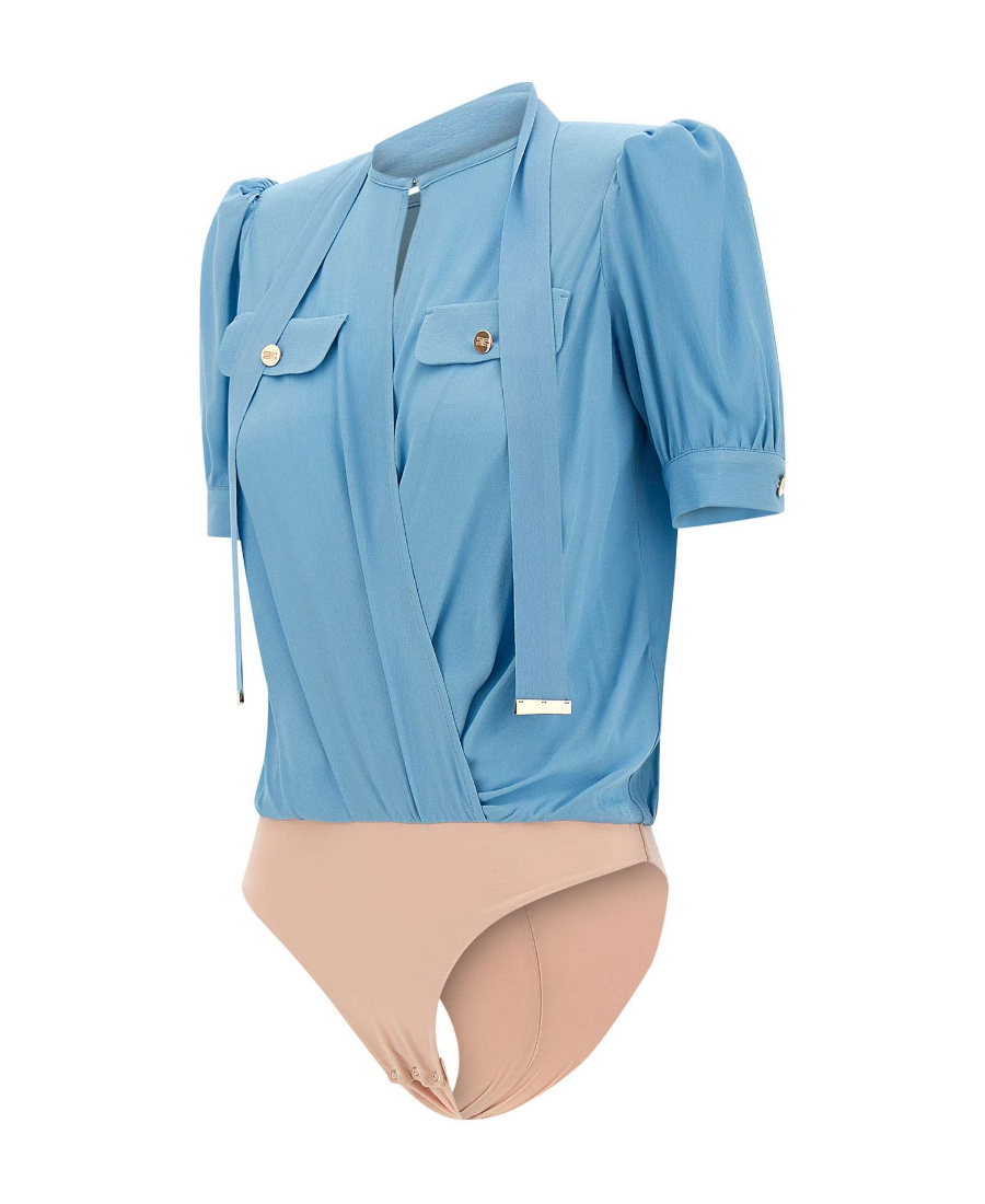 Elisabetta Franchi Shirt-style Jumpsuit In Blue