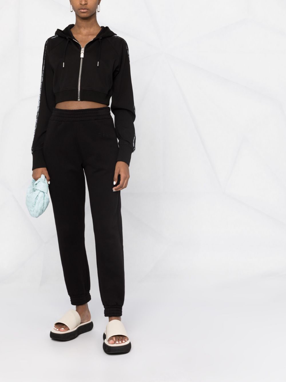 Givenchy 4g Webbing Cropped Zip-front Hoodie In Black